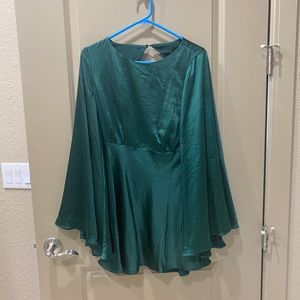 Satin bell sleeve dress